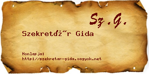 Szekretár Gida névjegykártya